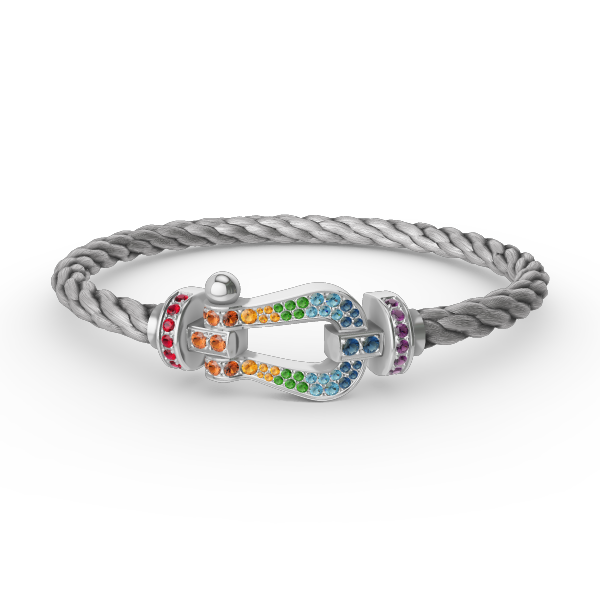 [Luxery]FORC LARGE HORSESHOE  COLORED DIAMOND BRACELET SILVER