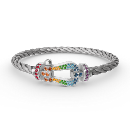 [Luxery]FORC LARGE HORSESHOE  COLORED DIAMOND BRACELET SILVER