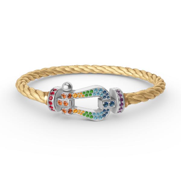 [Luxery]FORC LARGE HORSESHOE  COLORED DIAMOND BRACELET SILVER
