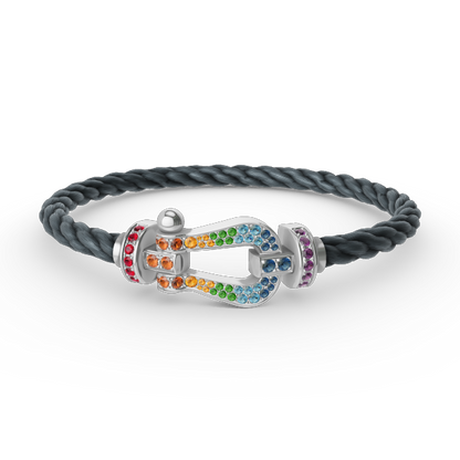 [Luxery]FORC LARGE HORSESHOE  COLORED DIAMOND BRACELET SILVER