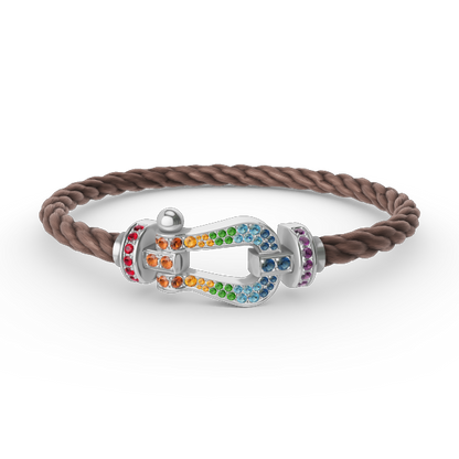 [Luxery]FORC LARGE HORSESHOE  COLORED DIAMOND BRACELET SILVER