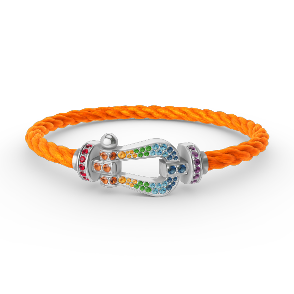 [Luxery]FORC LARGE HORSESHOE  COLORED DIAMOND BRACELET SILVER