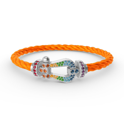 [Luxery]FORC LARGE HORSESHOE  COLORED DIAMOND BRACELET SILVER