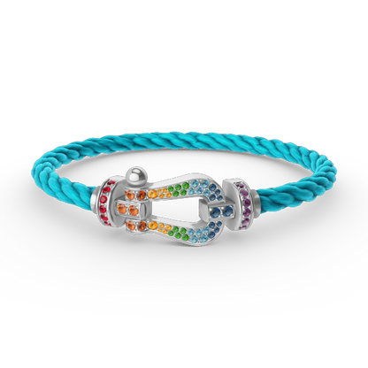 [Luxery]FORC LARGE HORSESHOE  COLORED DIAMOND BRACELET SILVER