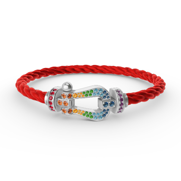 [Luxery]FORC LARGE HORSESHOE  COLORED DIAMOND BRACELET SILVER