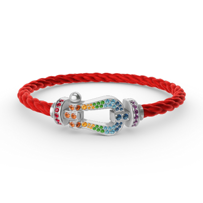 [Luxery]FORC LARGE HORSESHOE  COLORED DIAMOND BRACELET SILVER