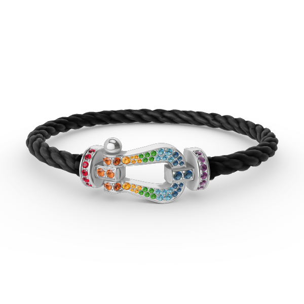 [Luxery]FORC LARGE HORSESHOE  COLORED DIAMOND BRACELET SILVER