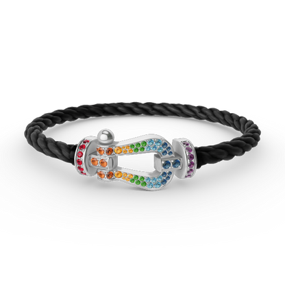 [Luxery]FORC LARGE HORSESHOE  COLORED DIAMOND BRACELET SILVER