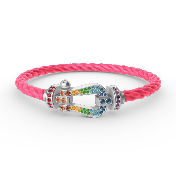 [Luxery]FORC LARGE HORSESHOE  COLORED DIAMOND BRACELET SILVER