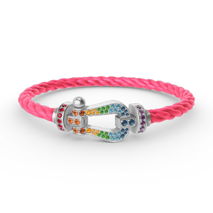 [Luxery]FORC LARGE HORSESHOE  COLORED DIAMOND BRACELET SILVER