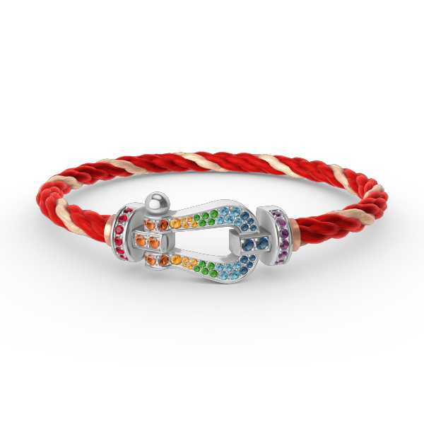 [Luxery]FORC LARGE HORSESHOE  COLORED DIAMOND BRACELET SILVER