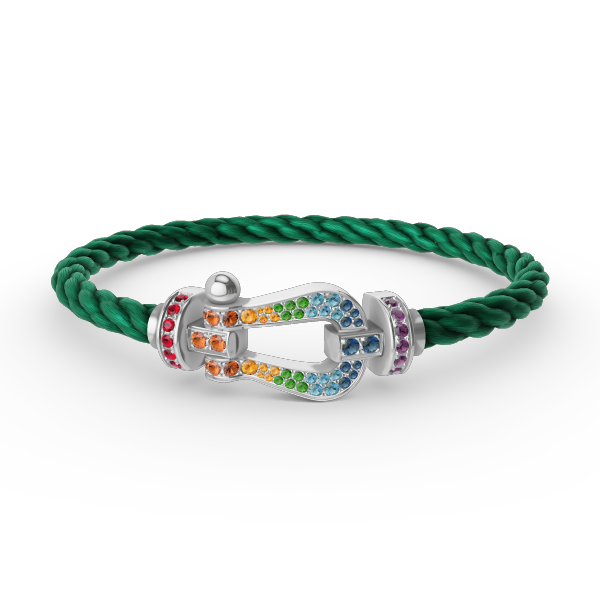 [Luxery]FORC LARGE HORSESHOE  COLORED DIAMOND BRACELET SILVER