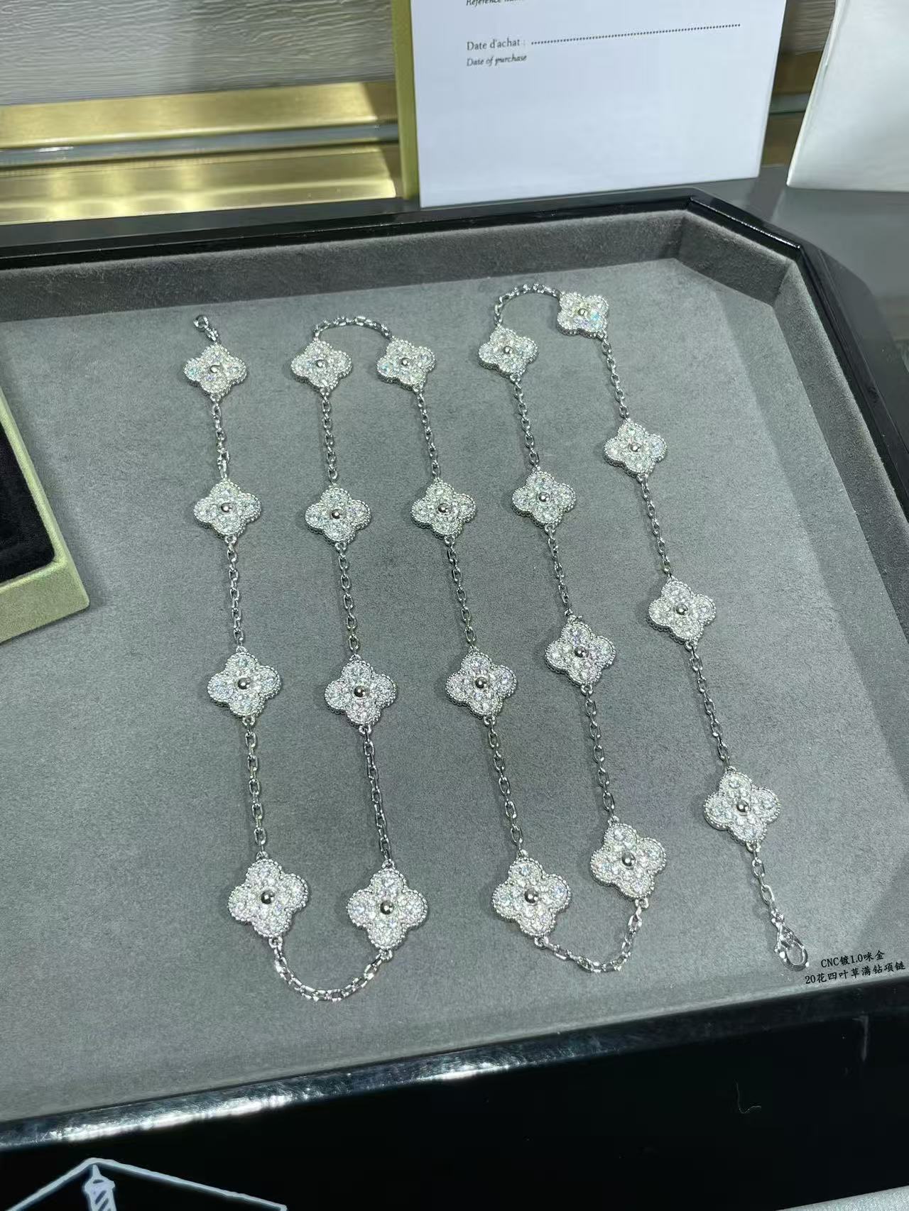[Luxery]CLOVER 20 MOTIFS FULL-DIAMOND NECKLACE