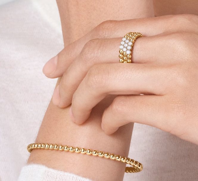 [Luxery]Three-row diamond ring