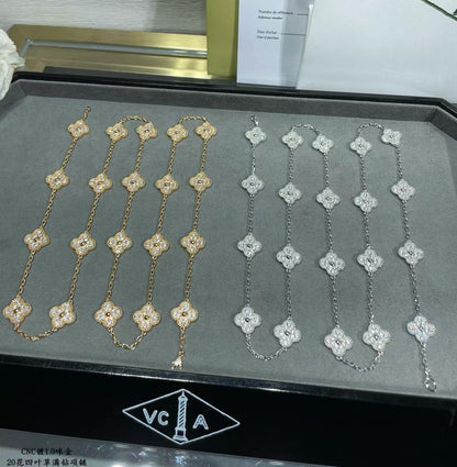 [Luxery]CLOVER 20 MOTIFS FULL-DIAMOND NECKLACE