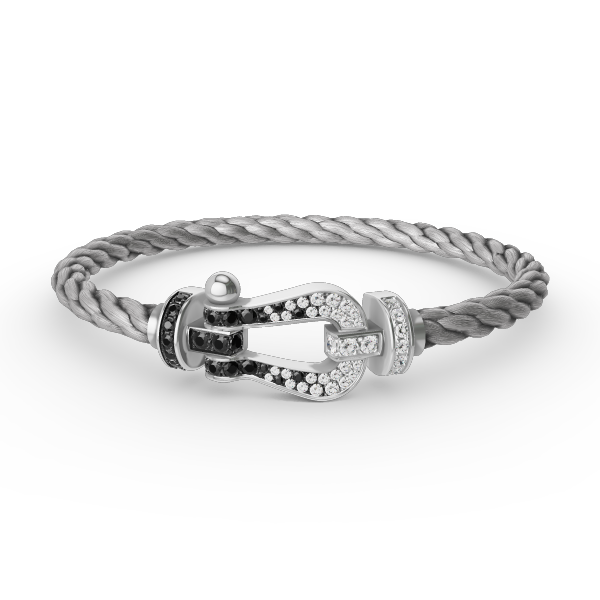 [Luxery]FORCE LARGE HORSESHOE BLACK WHITE DIAMOND BRACELET SILVER