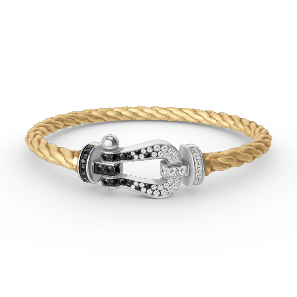 [Luxery]FORCE LARGE HORSESHOE BLACK WHITE DIAMOND BRACELET SILVER