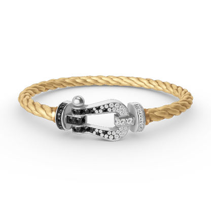 [Luxery]FORCE LARGE HORSESHOE BLACK WHITE DIAMOND BRACELET SILVER