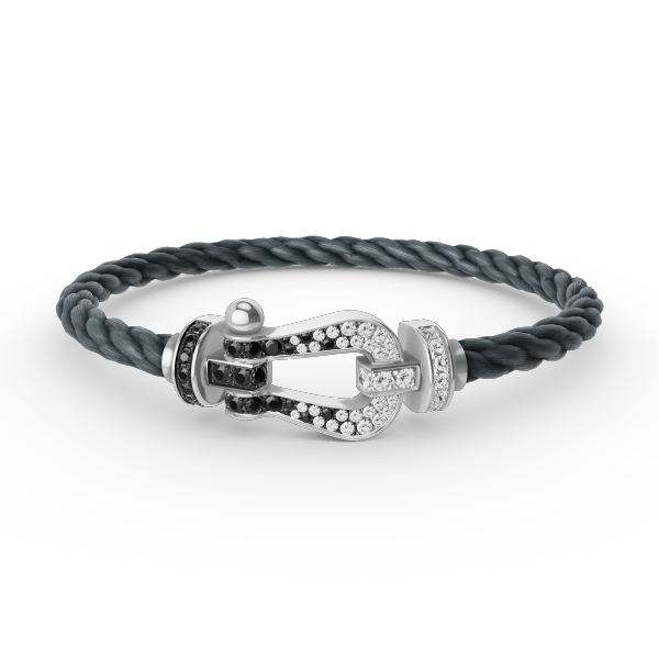 [Luxery]FORCE LARGE HORSESHOE BLACK WHITE DIAMOND BRACELET SILVER