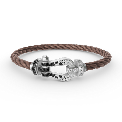 [Luxery]FORCE LARGE HORSESHOE BLACK WHITE DIAMOND BRACELET SILVER