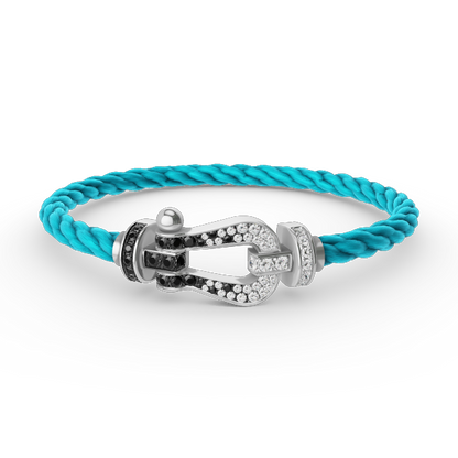 [Luxery]FORCE LARGE HORSESHOE BLACK WHITE DIAMOND BRACELET SILVER