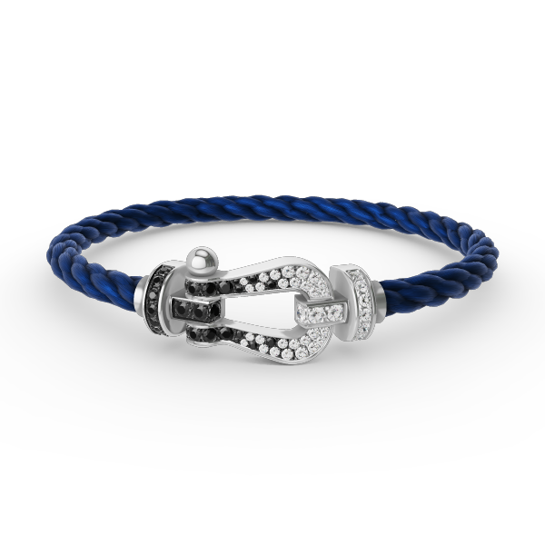 [Luxery]FORCE LARGE HORSESHOE BLACK WHITE DIAMOND BRACELET SILVER