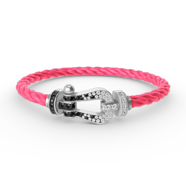 [Luxery]FORCE LARGE HORSESHOE BLACK WHITE DIAMOND BRACELET SILVER