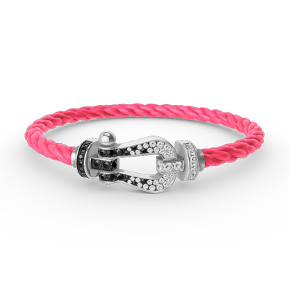[Luxery]FORCE LARGE HORSESHOE BLACK WHITE DIAMOND BRACELET SILVER