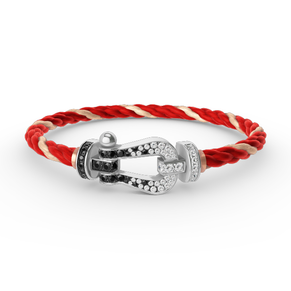 [Luxery]FORCE LARGE HORSESHOE BLACK WHITE DIAMOND BRACELET SILVER