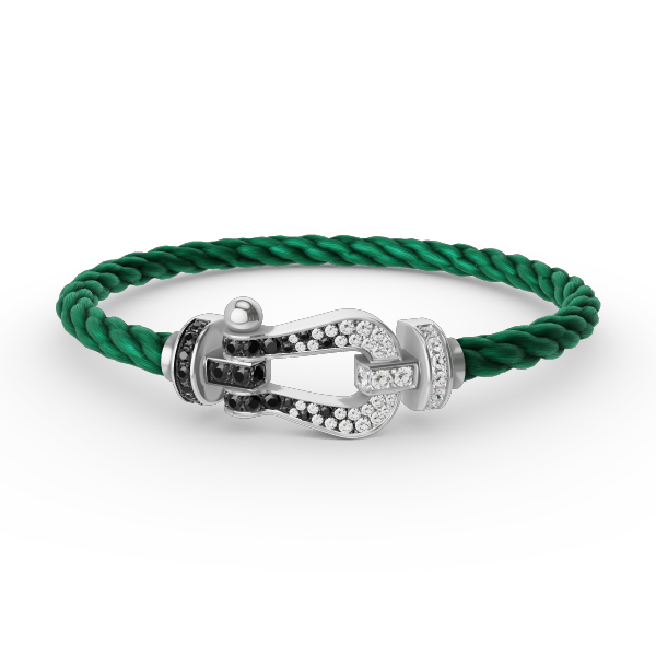 [Luxery]FORCE LARGE HORSESHOE BLACK WHITE DIAMOND BRACELET SILVER