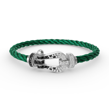 [Luxery]FORCE LARGE HORSESHOE BLACK WHITE DIAMOND BRACELET SILVER