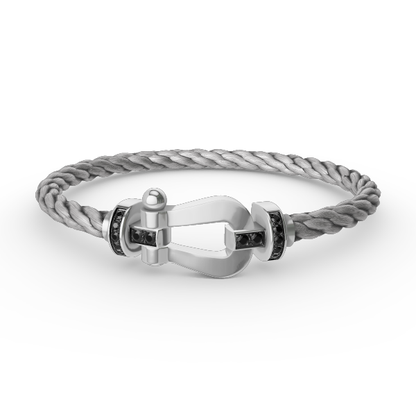 [Luxery]FORCE LARGE HORSESHOE BLACK DIAMOND BRACELET SILVER