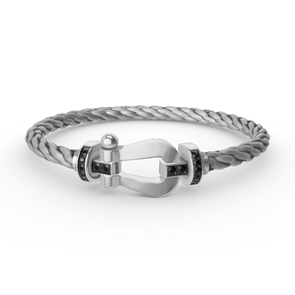 [Luxery]FORCE LARGE HORSESHOE BLACK DIAMOND BRACELET SILVER