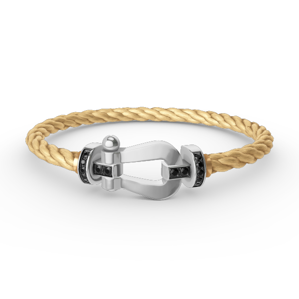 [Luxery]FORCE LARGE HORSESHOE BLACK DIAMOND BRACELET SILVER