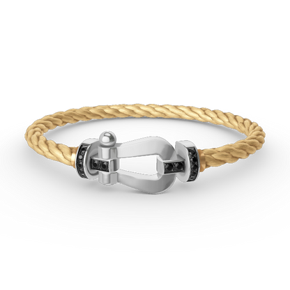 [Luxery]FORCE LARGE HORSESHOE BLACK DIAMOND BRACELET SILVER