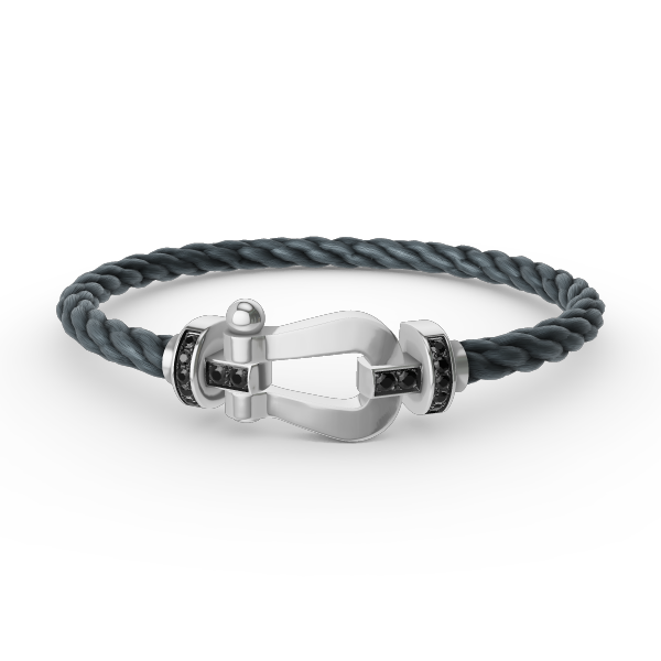 [Luxery]FORCE LARGE HORSESHOE BLACK DIAMOND BRACELET SILVER