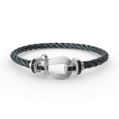 [Luxery]FORCE LARGE HORSESHOE BLACK DIAMOND BRACELET SILVER