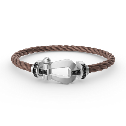 [Luxery]FORCE LARGE HORSESHOE BLACK DIAMOND BRACELET SILVER