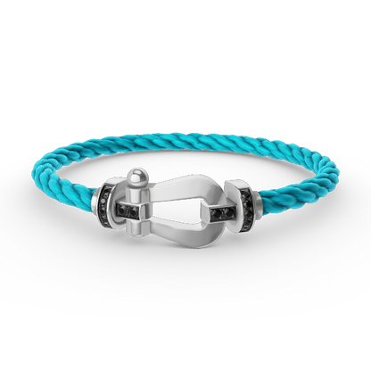 [Luxery]FORCE LARGE HORSESHOE BLACK DIAMOND BRACELET SILVER