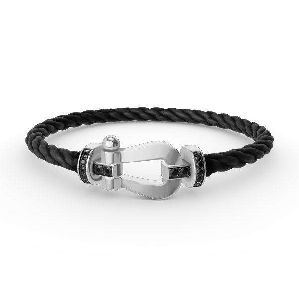 [Luxery]FORCE LARGE HORSESHOE BLACK DIAMOND BRACELET SILVER