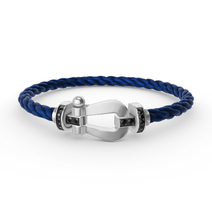 [Luxery]FORCE LARGE HORSESHOE BLACK DIAMOND BRACELET SILVER