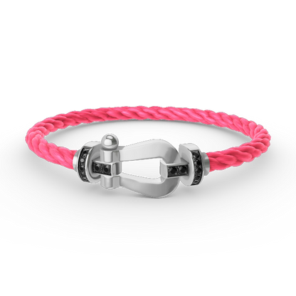 [Luxery]FORCE LARGE HORSESHOE BLACK DIAMOND BRACELET SILVER