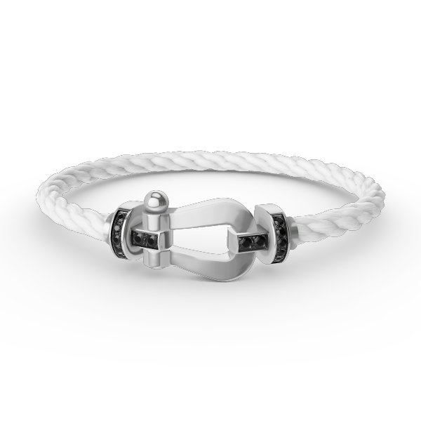 [Luxery]FORCE LARGE HORSESHOE BLACK DIAMOND BRACELET SILVER