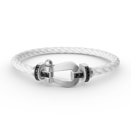 [Luxery]FORCE LARGE HORSESHOE BLACK DIAMOND BRACELET SILVER