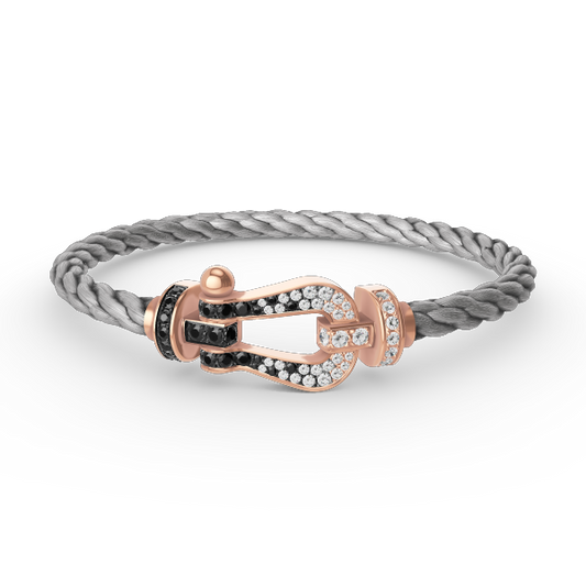[Luxery]FORCE LARGE HORSESHOE BLACK WHITE DIAMOND BRACELET ROSE GOLD