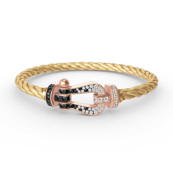 [Luxery]FORCE LARGE HORSESHOE BLACK WHITE DIAMOND BRACELET ROSE GOLD