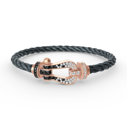 [Luxery]FORCE LARGE HORSESHOE BLACK WHITE DIAMOND BRACELET ROSE GOLD