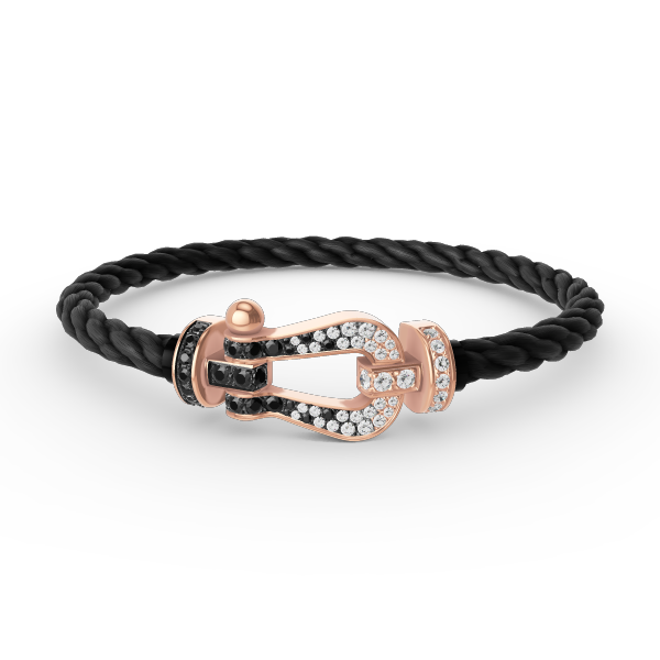[Luxery]FORCE LARGE HORSESHOE BLACK WHITE DIAMOND BRACELET ROSE GOLD