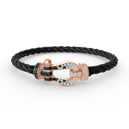 [Luxery]FORCE LARGE HORSESHOE BLACK WHITE DIAMOND BRACELET ROSE GOLD