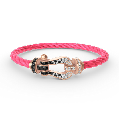 [Luxery]FORCE LARGE HORSESHOE BLACK WHITE DIAMOND BRACELET ROSE GOLD